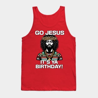 Go Jesus It's Your Birthday Black Jesus Ugly Christmas Sweater Tank Top